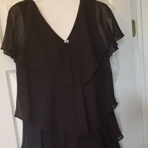 Woman's Black Layered Sheer Dress